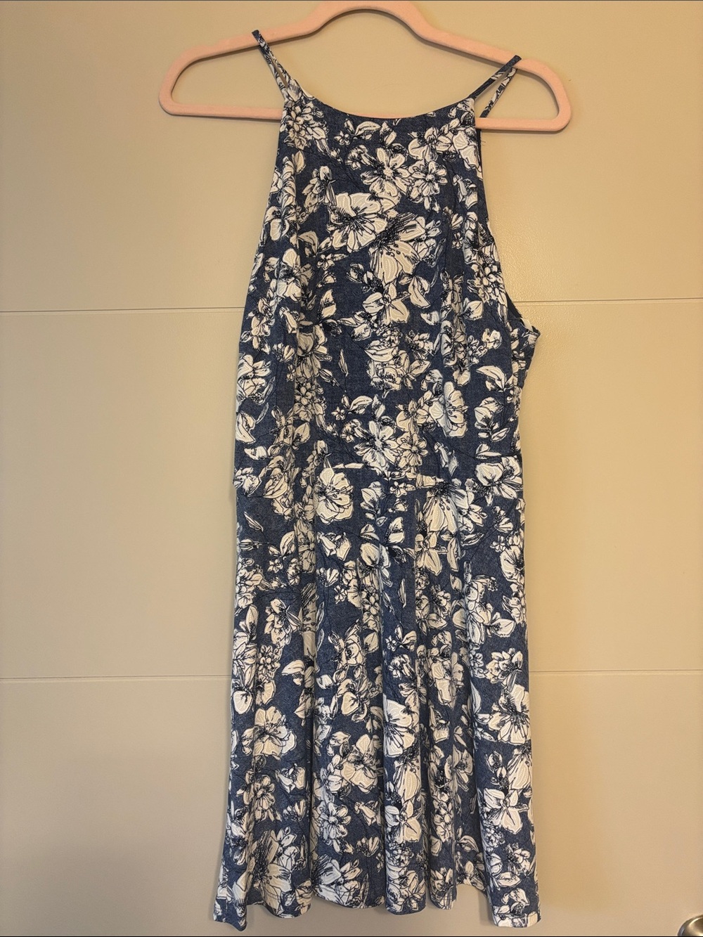 Navy and White Floral Halter Sundress